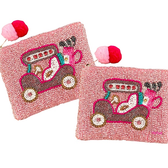 Lily Posh Pink Golf Cart Coin Purse, Golf Lover, Golf Bag - Picture 2 of 2